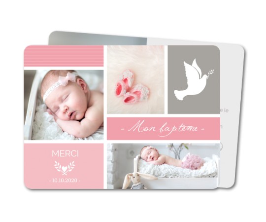 Carte remerciement bapteme original